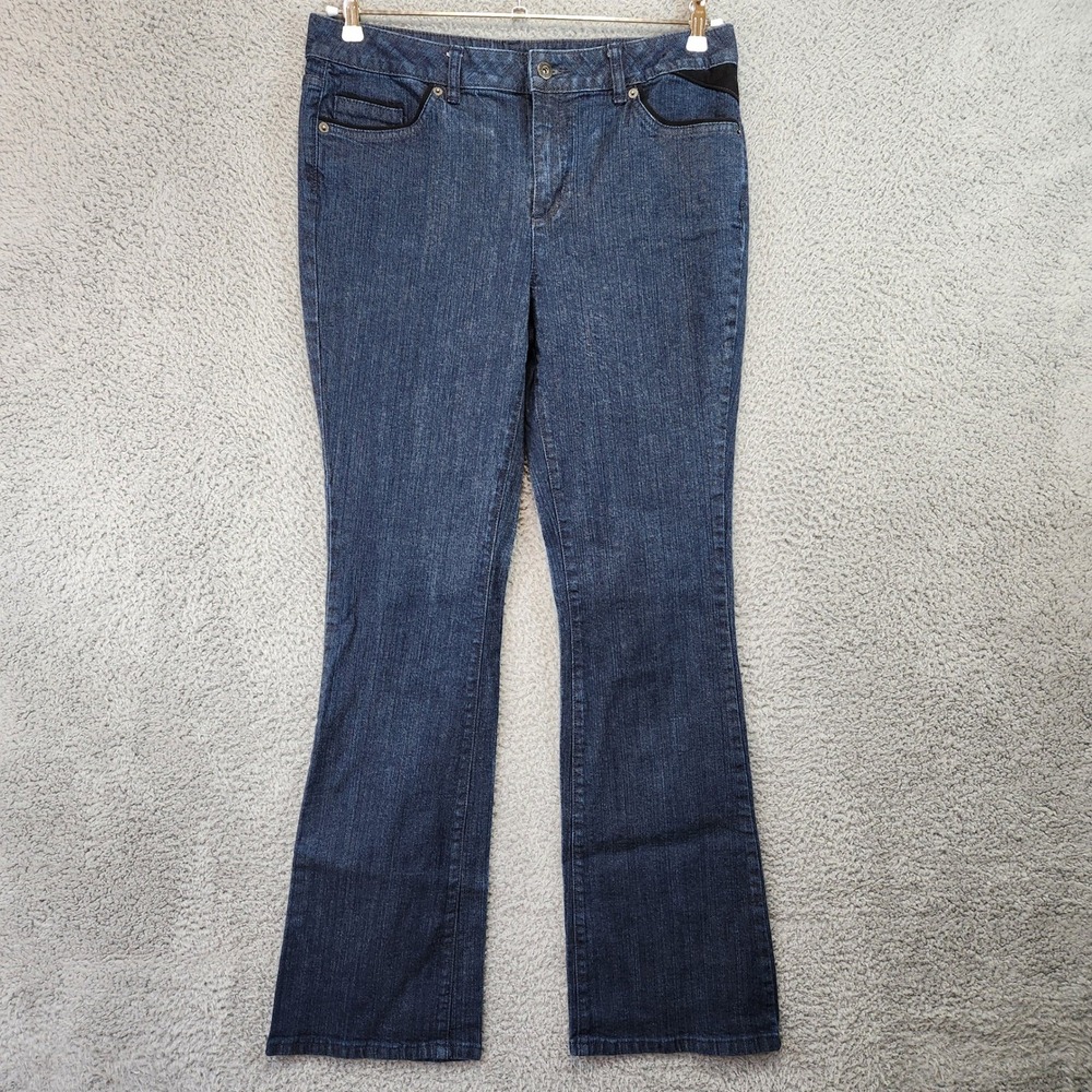 Liz Claiborne Bootcut Stretch Jeans Womens Size 10T (Measures 34x32.5) Dark Wash